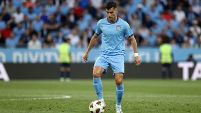 Celta Vigo's Jones El Abdellaoui was pictured controlling the ball in the LaLiga match against Valencia CF at Mestalla...